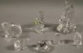 Seven Colorless Art Glass Animal Figures