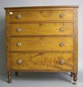 New England Sheraton cherry and tiger maple chest of drawers