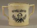 English Transfer Bright and Gladstone Portrait Staffordshire Twohandled Mug
