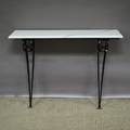 White Marbletop Blackpainted Wrought Iron Wallmounting Console Table