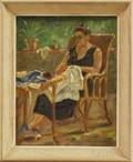 Boris Vassiloff American 19012000 A DoubleSided Composition Woman Sewing