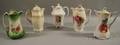 Five Mostly Floraldecorated Transfer Porcelain Chocolate Pots