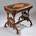Victorian Renaissance Revival Parcelgilt Ebonized and Marquetrydecorated Walnut Occasional Table