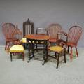 Seven Assorted Chairs and a Victorian Gothic Revival Occasional Table