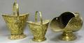 Three Continental Brass Repoussedecorated Fireplace Items