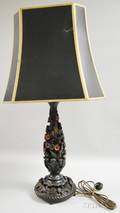 Asian Carved and Painted Hardwood Table Lamp Base