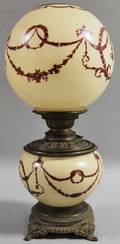 Handpainted Neoclassicalstyledecorated Opaque Glass Gonewiththewind Table Lamp
