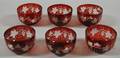 Six Ruby Engravedtocolorless Glass Finger Bowls