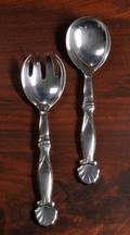 Georg Jensen Serving Fork and Spoon No 102