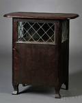 Paine Furniture Oak and Glass Liquor Cabinet