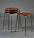 Four Fritz Hansen Stackable Stools