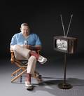 Anna Lou Louie Rhoades Figural Sculpture of a Man Watching Television