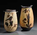 Two Large Otto Heino Woodfired Stoneware Nest Vases
