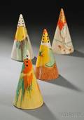 Four Clarice Cliff Bizarre Ware Sugar Shakers