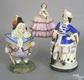 Three porcelain figural lidded jars early 20th c