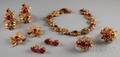 Group of Gold Diamond and Synthetic Red Gemstone Jewelry