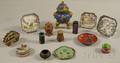 Ten Small Asian Cloisonne Items and Four Canton Enameled Items
