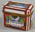 Bohemian Gilt and Handpainted Viewsdecorated Cased Whitecuttocranberry Art Glass Lidded Box