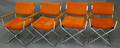 Set of Four Modern Upholstered Steel and Oak Armchairs
