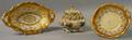 Capo di Monte Porcelain Covered Jar and Two Rosenthal Giltdecorated Porcelain Bowls