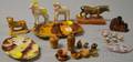 Group of Miniature and Small Ceramic Table and Figural Items and a Small Bronze Bull Sculpture
