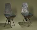 Two Modernistic Enameled Cut Steel Chairs