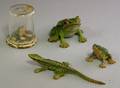Austrian Miniature Coldpainted Bronze Lizard Figure and Three Frog Figures