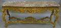 Large Rococostyle Serpentine Marbletop Gilt and Painted Gesso and Wood Console Table