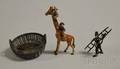 Austrian Miniature Coldpainted Bronze Figure of a Chimney Sweep a Comic Characters Climbing a Giraffe Figural and a Silver Wirework