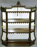 Chippendalestyle Carved Mahogany and Mirrored Threetier Wall Shelf