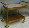 Salton Midcentury Modern Teak Brass and Glass Serving Cart