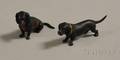 Two Austrian Miniature Coldpainted Bronze Dachshund Figures