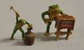 Austrian Miniature Coldpainted Bronze Figure of a Frog with a Street Organ and a Figure of a Frog Using a Hammer to Hit a Fly on an