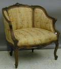 Louis XVstyle Stroheim  Romann Silk Brocade Upholstered Carved Walnut Bergere