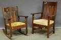 Two Arts  Crafts Oak Chairs