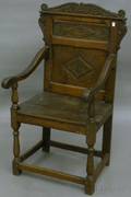 Carved Oak Wainscot Armchair