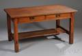 L  JG Stickley Arts  Crafts Oak Twodrawer Library Table