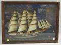 Folk Art Carved and Painted Sailing Ship Diorama