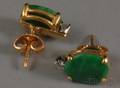 Small Pair of 14kt Gold Jade and Diamond Earstuds