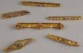 Six 14kt Gold Gemset Bar Pins