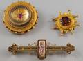 Three 14kt Gold Gemset Brooches