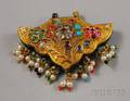 Indian 18kt Goldfaced Gemset and Enameled Pendant