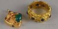 Two Gold Gemset Jewelry Items