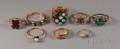 Eight Assorted Mostly Gemset Gold Rings