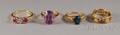 Four Gold Gemset Rings