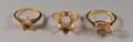 Three 14kt Gold Ring Mounts