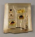Stephani Briggs Sterling Silver 18kt Gold and Tourmaline PendantBrooch