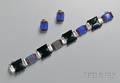 Art Deco Sterling Silver and Glass Bracelet and Earring Set