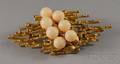Contemporary 14kt Gold and Angelskin Coral Bead Brooch