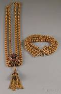Two Multistrand Gold Chainlink Jewelry Items